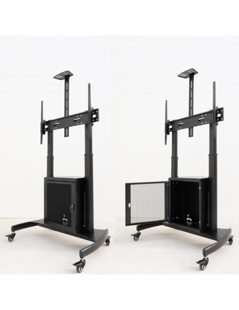 Soporte de Suelo Inclinable con Ruedas TooQ Narnia FS20500M-B para TV de 60-100"/ hasta 100kg