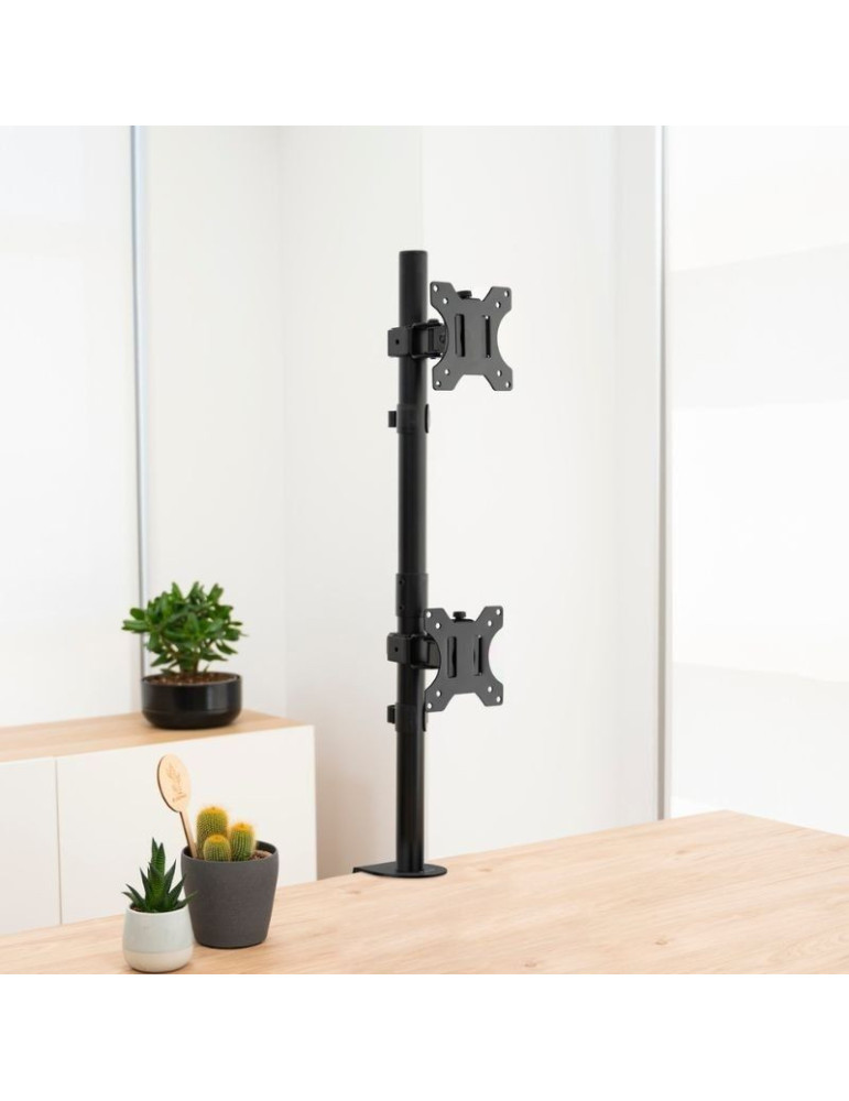 Soporte de Mesa para 2 Monitores TooQ DB1233TNV-B/ Giratorio/ Inclinable/ hasta 8kg