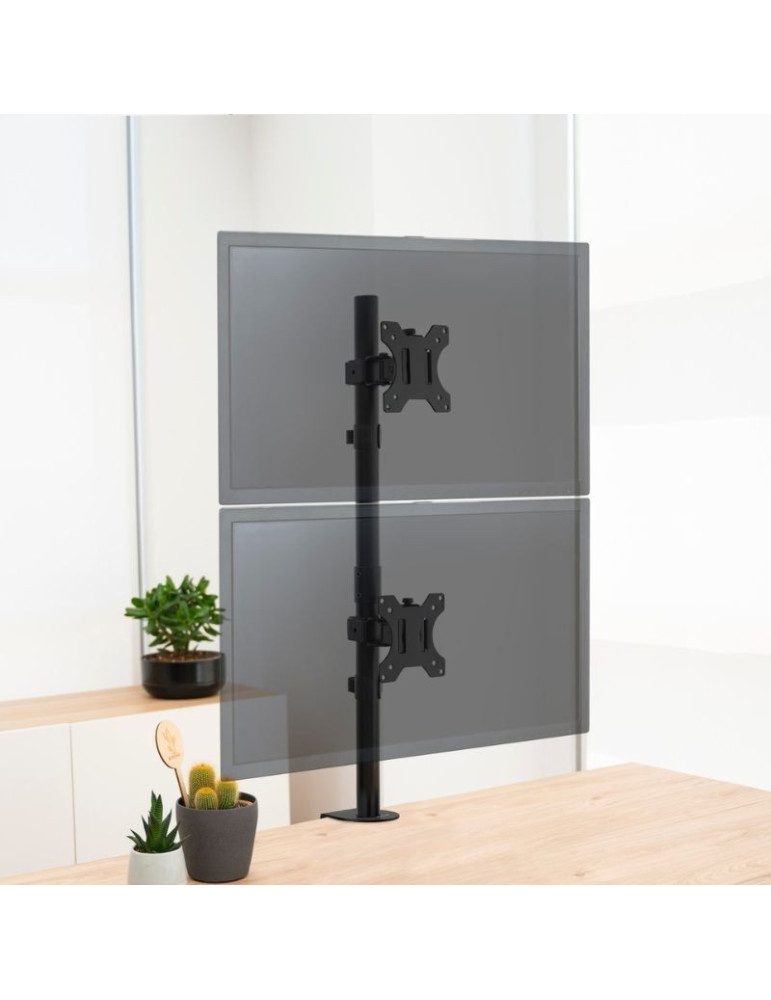 Soporte de Mesa para 2 Monitores TooQ DB1233TNV-B/ Giratorio/ Inclinable/ hasta 8kg