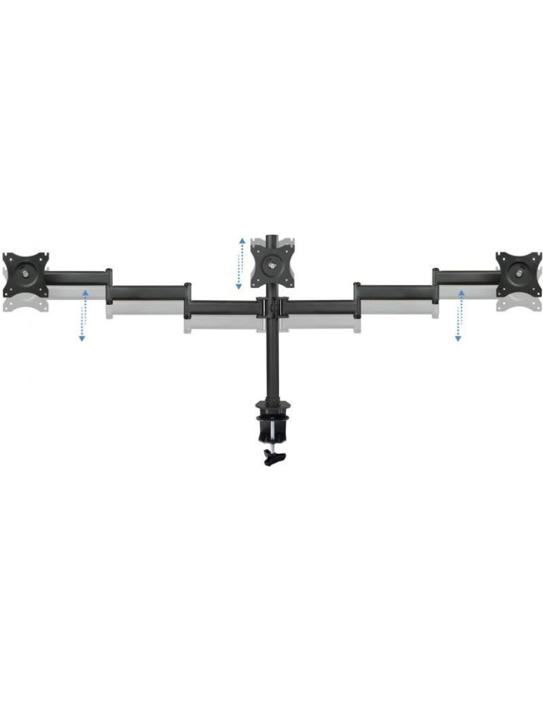 Soporte de Mesa para 3 Monitores TooQ DB1327TN-B/ Giratorio/ Inclinable/ hasta 8kg