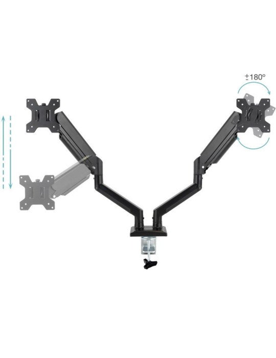 Soporte de Mesa para 2 Monitores TooQ DB1434TNR-B/ Giratorio/ Inclinable/ hasta 10kg