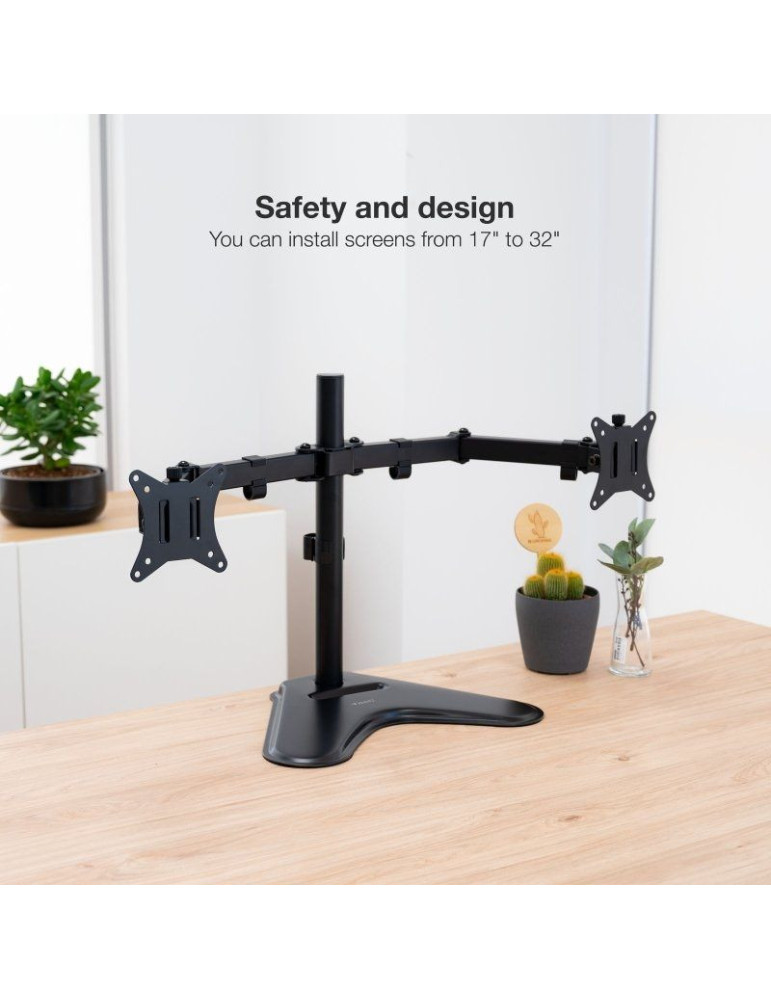 Soporte de Sobremesa para 2 Monitores TooQ DB1702TN-B/ Giratorio/ Inclinable/ hasta 9kg