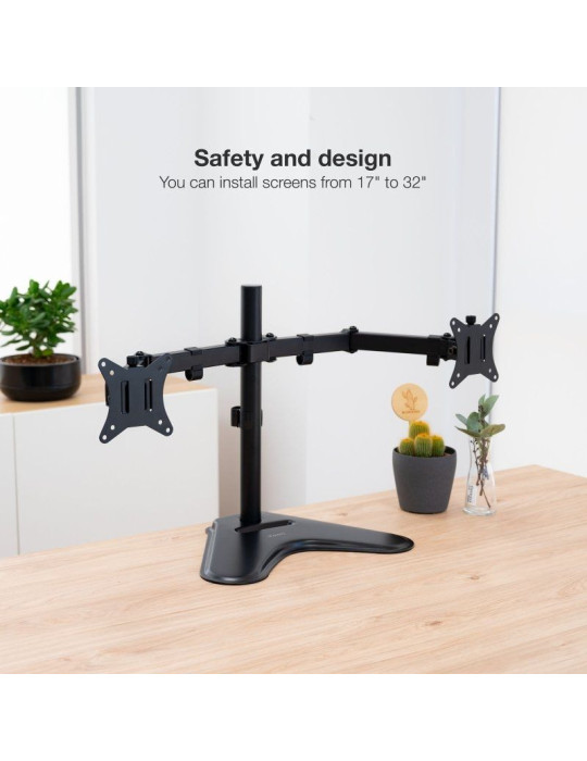 Soporte de Sobremesa para 2 Monitores TooQ DB1702TN-B/ Giratorio/ Inclinable/ hasta 9kg