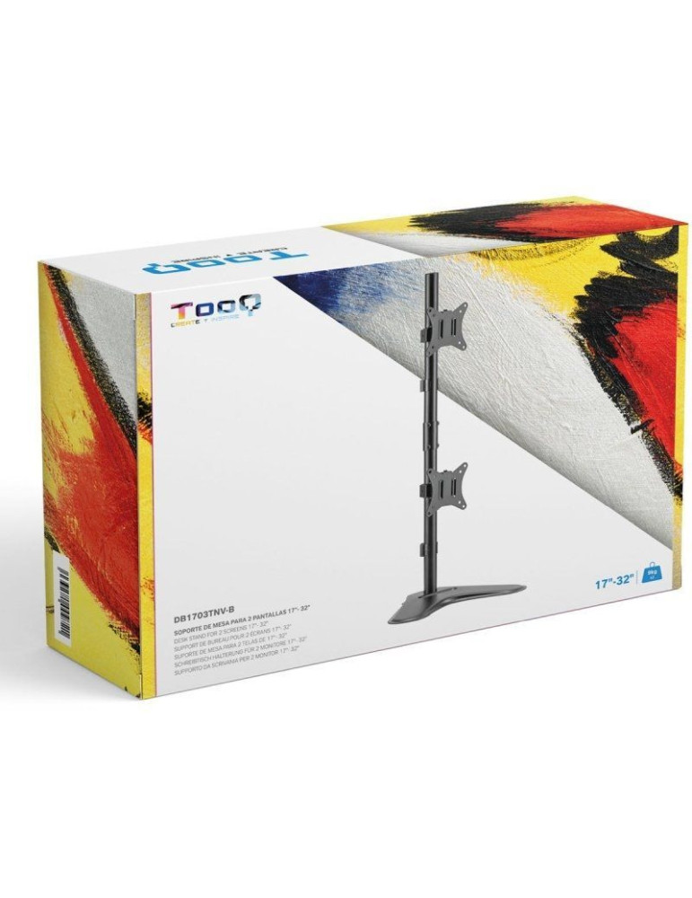 Soporte de Sobremesa para 2 Monitores TooQ DB1703TNV-B/ Giratorio/ Inclinable/ hasta 9kg