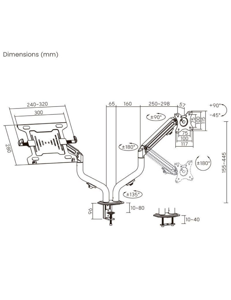 Soporte de Mesa Orientable/ Inclinable DTL32TSR-195 para TV y Portátil de 17-32"