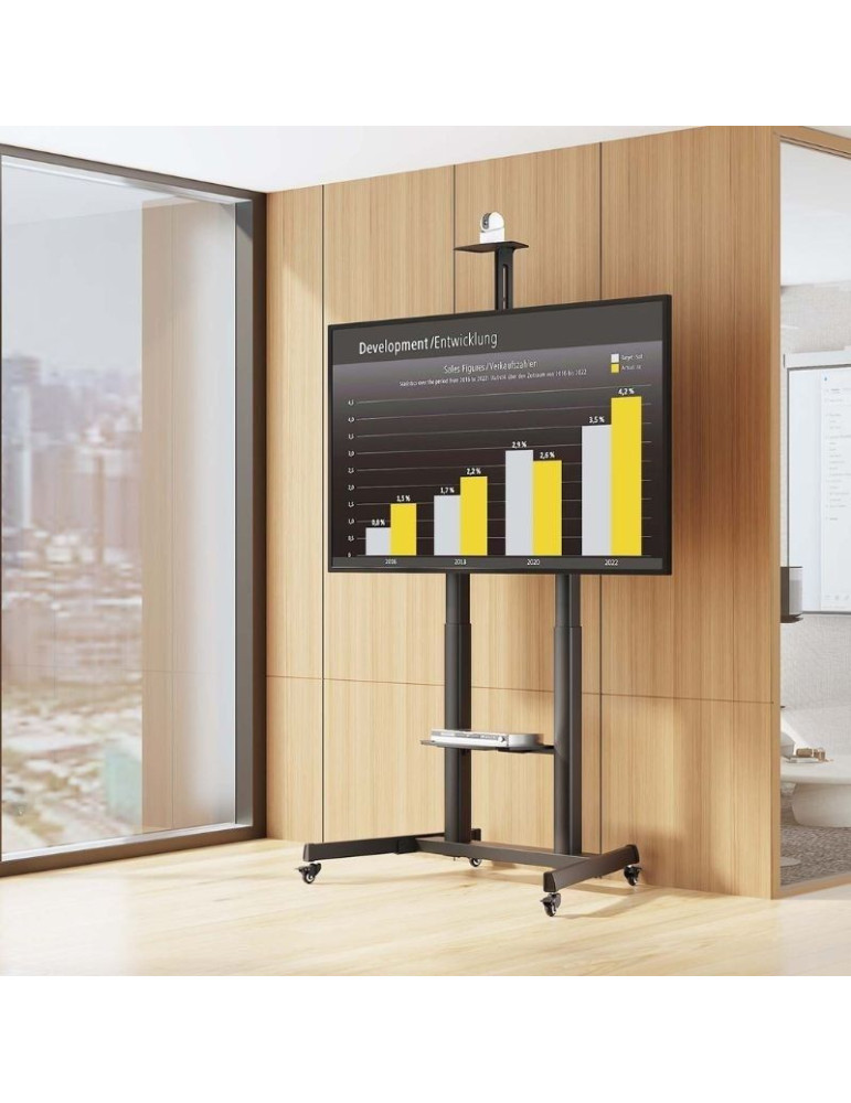 Soporte de Suelo Inclinable con Ruedas y Manivela Aisens FT100TE-403 para TV 60-100"/ hasta 100kg