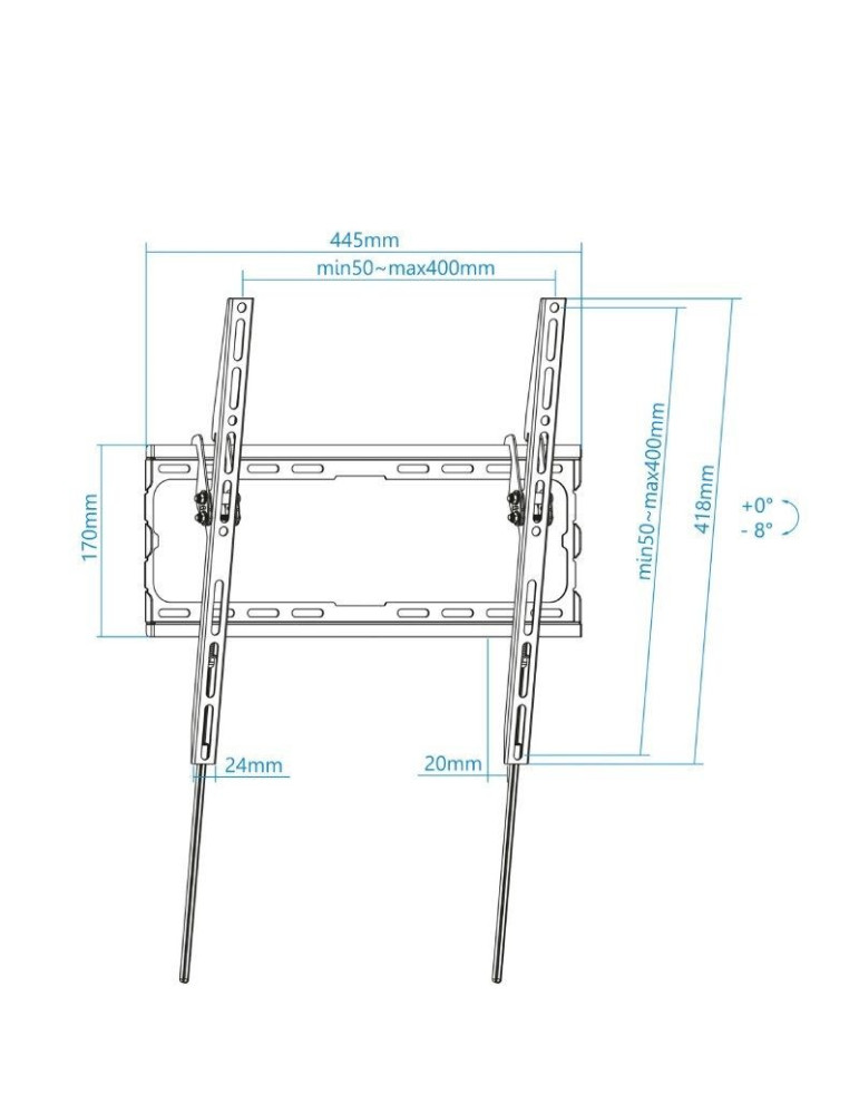 Soporte de Pared Fijo / Inclinable TooQ LP1071T-B para TV de 32-70"/ hasta 45kg