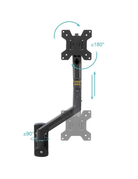 Soporte de Pared para Monitor TooQ LP1334TNR-B/ Giratorio/ Inclinable/ Rotatorio/ hasta 10kg