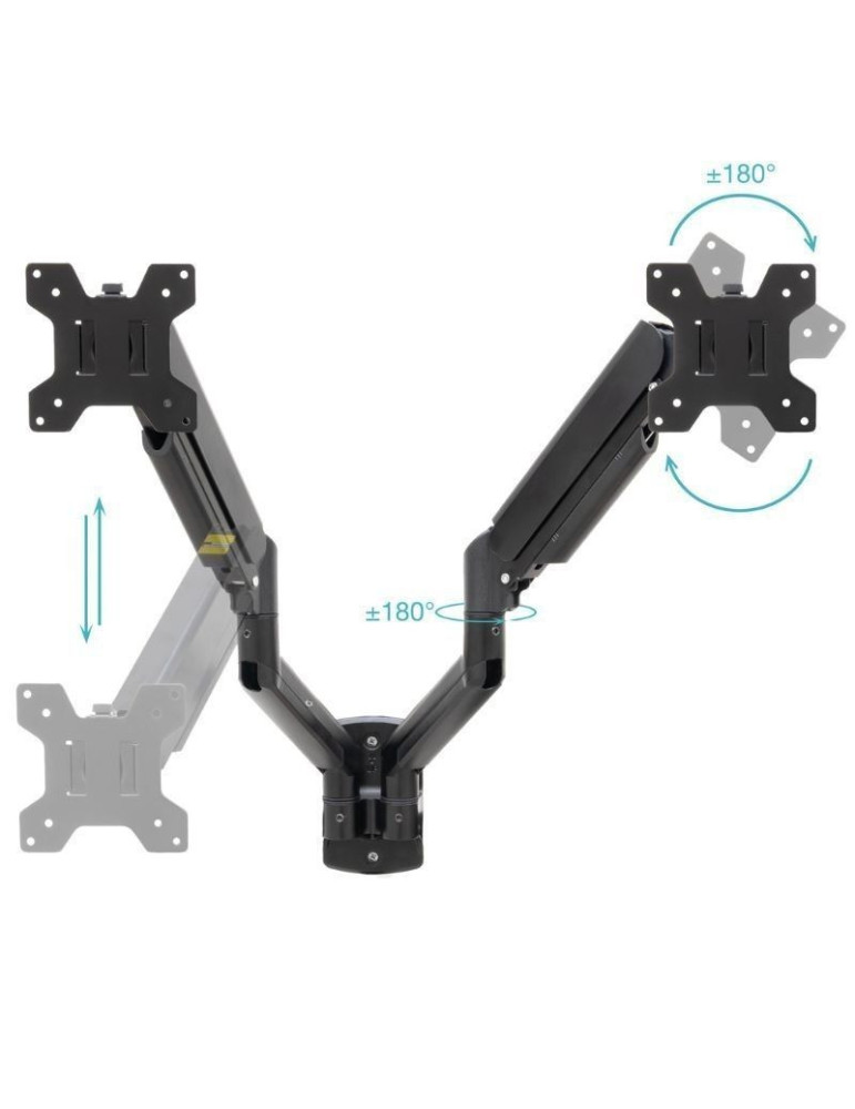 Soporte de Pared para 2 Monitores TooQ LP1434TNR-B/ Giratorio/ Inclinable/ Rotatorio/ hasta 10kg