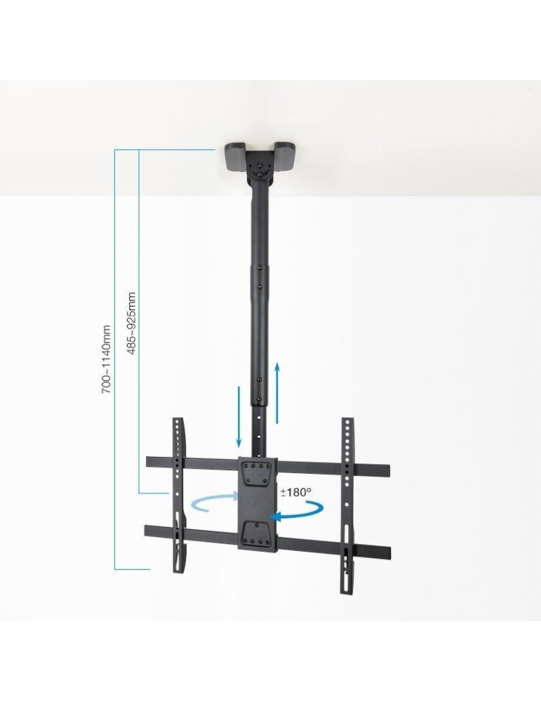 Soporte de Techo Giratorio/ Inclinable/ Nivelable TooQ LPCE1186TSLI-B para TV de 43-86"/ hasta 60kg