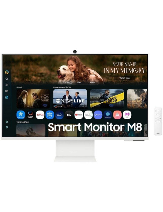 Smart Monitor Samsung M8 M80F S32FM801UU 32"/ 4K/ Multimedia/ Regulable en altura/ Smart TV/ Webcam/ Blanco