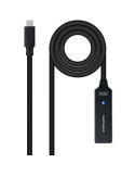 Cable Alargador USB Tipo-C 3.2 con Amplificador Nanocable 10.01.1311/ USB Tipo-C Macho - USB Tipo-C Hembra/ 5m/ Negro