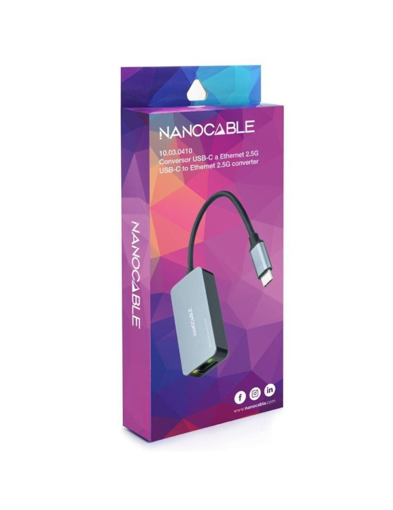 Adaptador USB Tipo-C - RJ45 Nanocable 10.03.0410/ 2500Mbps