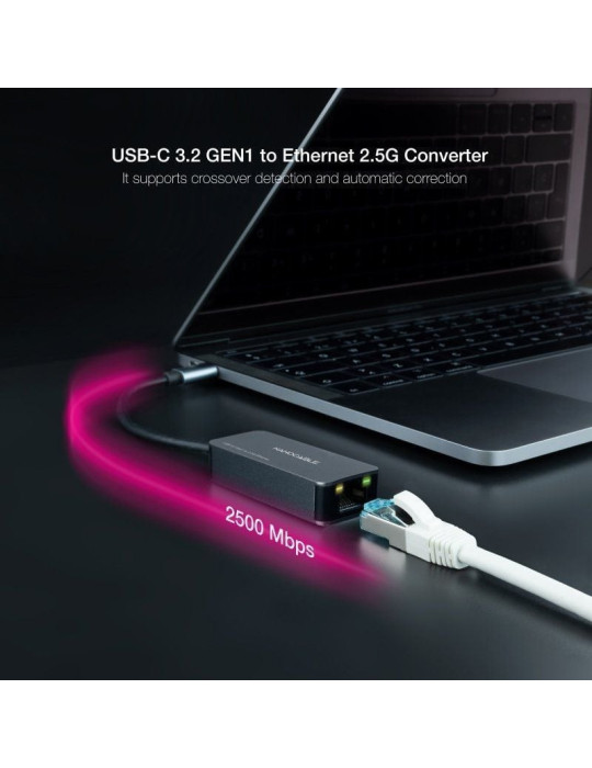 Adaptador USB Tipo-C - RJ45 Nanocable 10.03.0410/ 2500Mbps