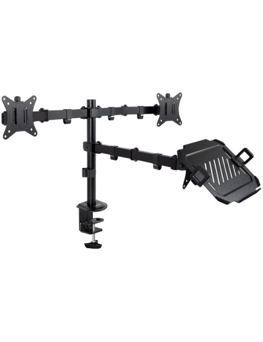 Soporte de Mesa para 2 Monitores y 1 Portátil TooQ DB1202TN-B/ Giratorio/ Inclinable/ hasta 9kg