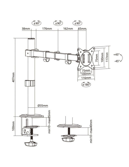 Soporte de Mesa para Monitor y TV Aisens DT32TSR-147/ Giratorio/ Inclinable/ hasta 9kg