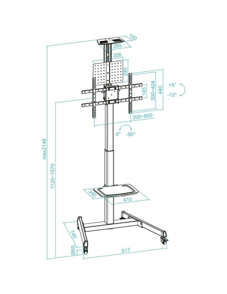 Soporte de Suelo Inclinable con Ruedas TooQ FS1184M-B para TV de 35-70"/ hasta 70kg