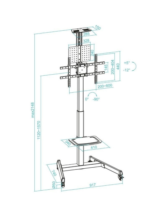Soporte de Suelo Inclinable con Ruedas TooQ FS1184M-B para TV de 35-70"/ hasta 70kg