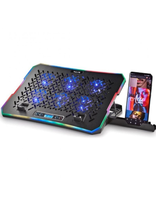 Soporte Refrigerante NGS Hero Stand para Portátiles hasta 15.6"/ Iluminación LED