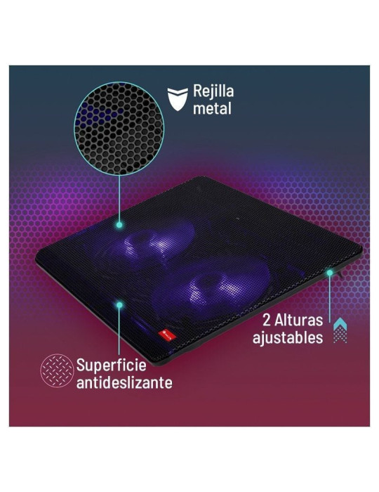 Soporte Refrigerante NGS Cooler Jetstand para Portátiles hasta 15.6"/ Iluminación LED