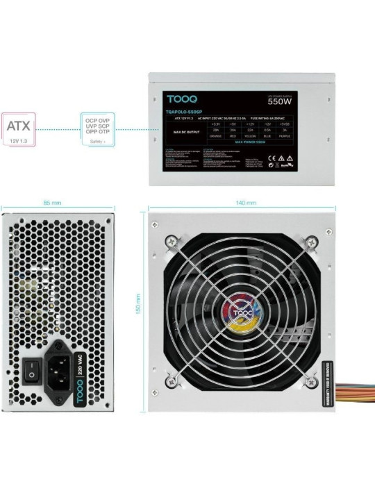 Fuente de Alimentación TooQ TQAPOLO-550SP/ 550W/ Ventilador 12cm
