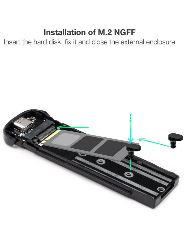 Caja Externa para Disco SSD M.2 TooQ TQE-2202S/ USB 3.1 Gen1/ Sin tornillos