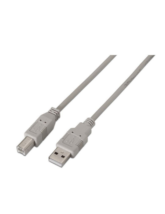 Cable USB 2.0 Impresora Aisens A101-0001/ USB Tipo-B Macho - USB Macho/ 1m/ Beige