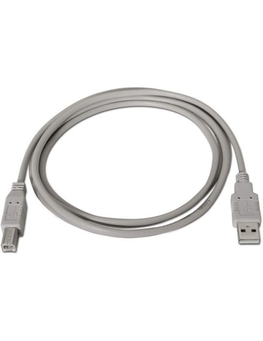 Cable USB 2.0 Impresora Aisens A101-0001/ USB Tipo-B Macho - USB Macho/ 1m/ Beige