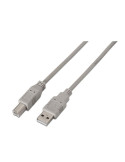 Cable USB 2.0 Impresora Aisens A101-0003/ USB Tipo-B Macho - USB Macho/ 3m/ Beige