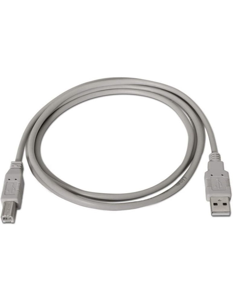 Cable USB 2.0 Impresora Aisens A101-0003/ USB Tipo-B Macho - USB Macho/ 3m/ Beige