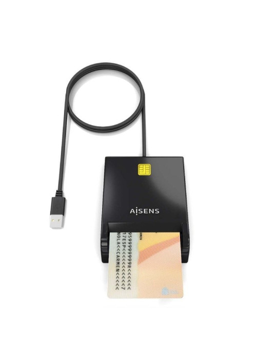 Lector de DNI y Tarjetas Aisens ASCR-SN06-BK/ USB 2.0/ Negro