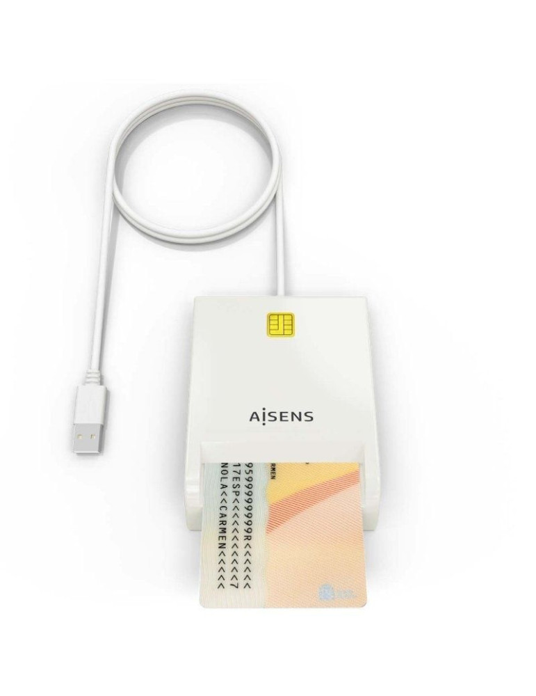 Lector de DNI y Tarjetas Aisens ASCR-SN07-W/ USB 2.0/ Blanco