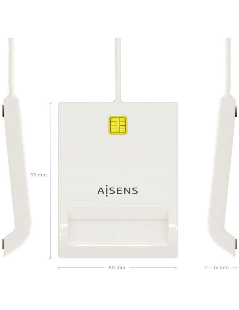 Lector de DNI y Tarjetas Aisens ASCR-SN07-W/ USB 2.0/ Blanco