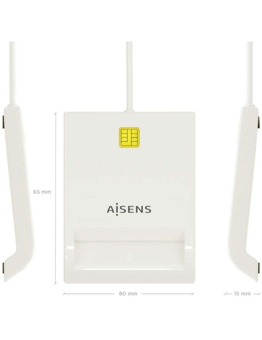 Lector de DNI y Tarjetas Aisens ASCR-SN07-W/ USB 2.0/ Blanco