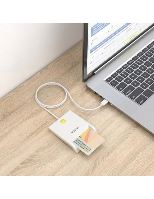 Lector de DNI y Tarjetas Aisens ASCR-SN07-W/ USB 2.0/ Blanco