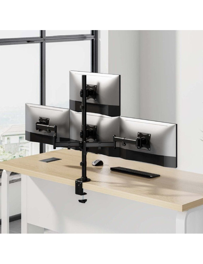 Soporte de Mesa para 4 Monitores y TV Aisens DT27TSR-379/ Giratorio/ Inclinable/ hasta 8kg