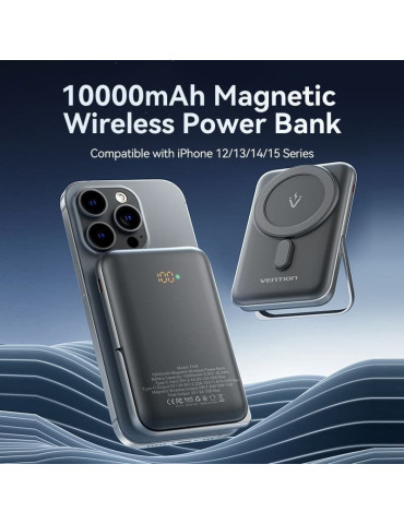 Powerbank 10000mAh Vention FHNW0/ 20W/ Wireless/ Blanca 2
