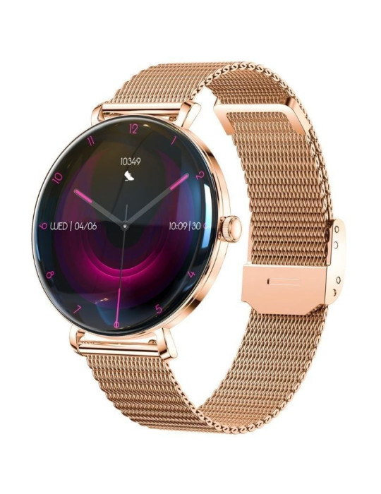 Forever Smartwatch Lucca SB-370/ Notificaciones/ Frecuencia Cardiaca/ Oro Rosa/ Incluye Correa Moteada