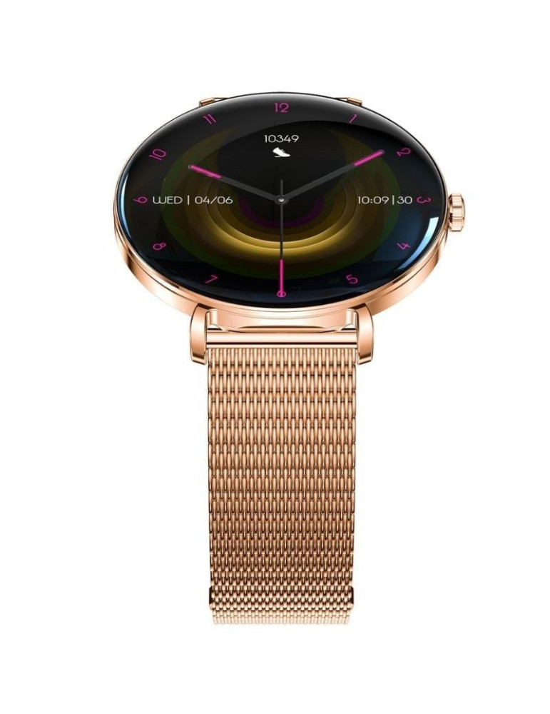 Forever Smartwatch Lucca SB-370/ Notificaciones/ Frecuencia Cardiaca/ Oro Rosa/ Incluye Correa Moteada