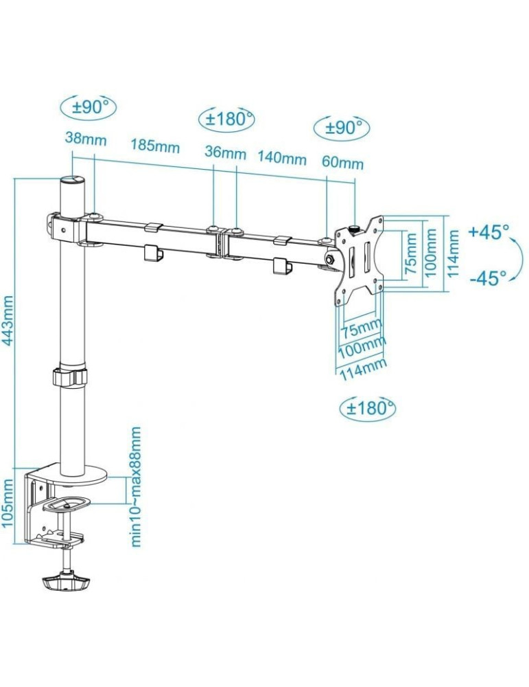Soporte de Mesa para Monitor TooQ DB1032TN-B/ Giratorio/ Inclinable/ hasta 8kg