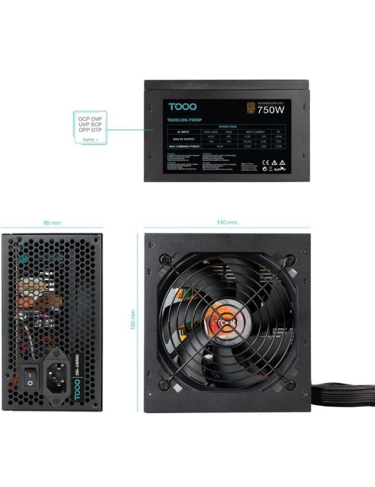 Fuente de Alimentación TooQ TQHELIOS-750SP/ 750W/ Ventilador 12cm/ 80 Plus Bronze