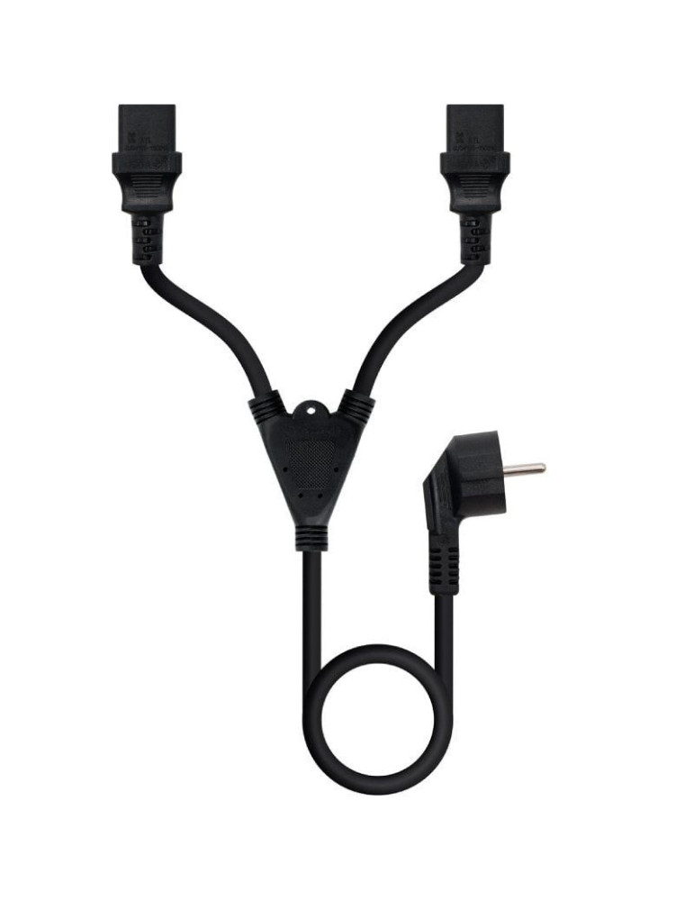 Cable Alimentación Nanocable 10.22.0100-L300/ Schuko Macho - 2 x C13 Hembra/ 3m/ Negro