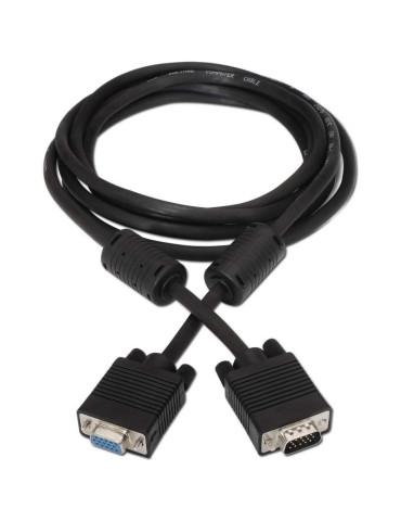Cable Alargador SVGA Aisens A113-0078/ VGA Macho - VGA Hembra/ Hasta 3W/ 10Mbps/ 1.8m/ Negro 2