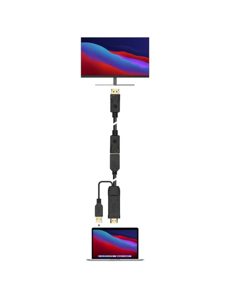 Cable Conversor 4K Aisens A122-0642/ HDMI Macho - DisplayPort Hembra - USB Macho/ Hasta 10W/ 2250Mbps/ 10cm + 10cm/ Negro