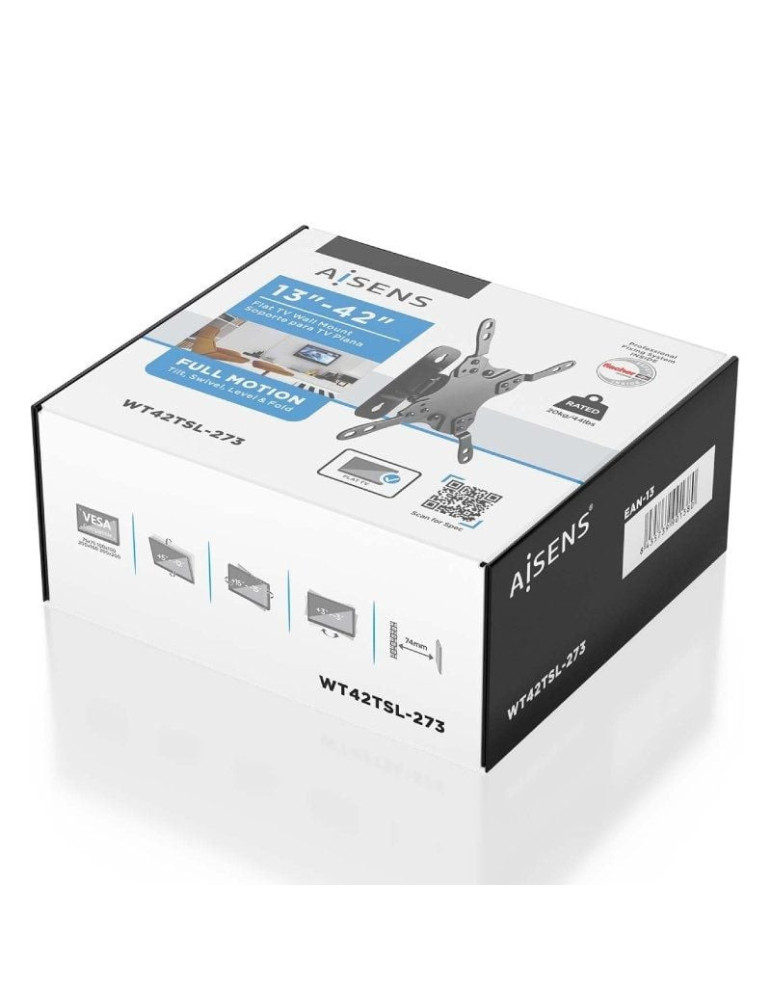 Soporte de Pared Giratorio/ Inclinable/ Nivelable Aisens WT42TSL-273 para Monitores y TV de 13-42"/ hasta 20kg