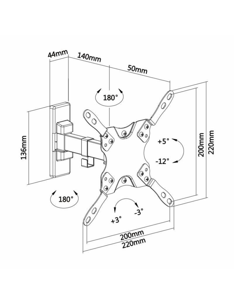 Soporte de Pared Extensible/ Giratorio/ Inclinable/ Nivelable Aisens WT42TSLE-009 para TV de 13-42"/ hasta 20kg