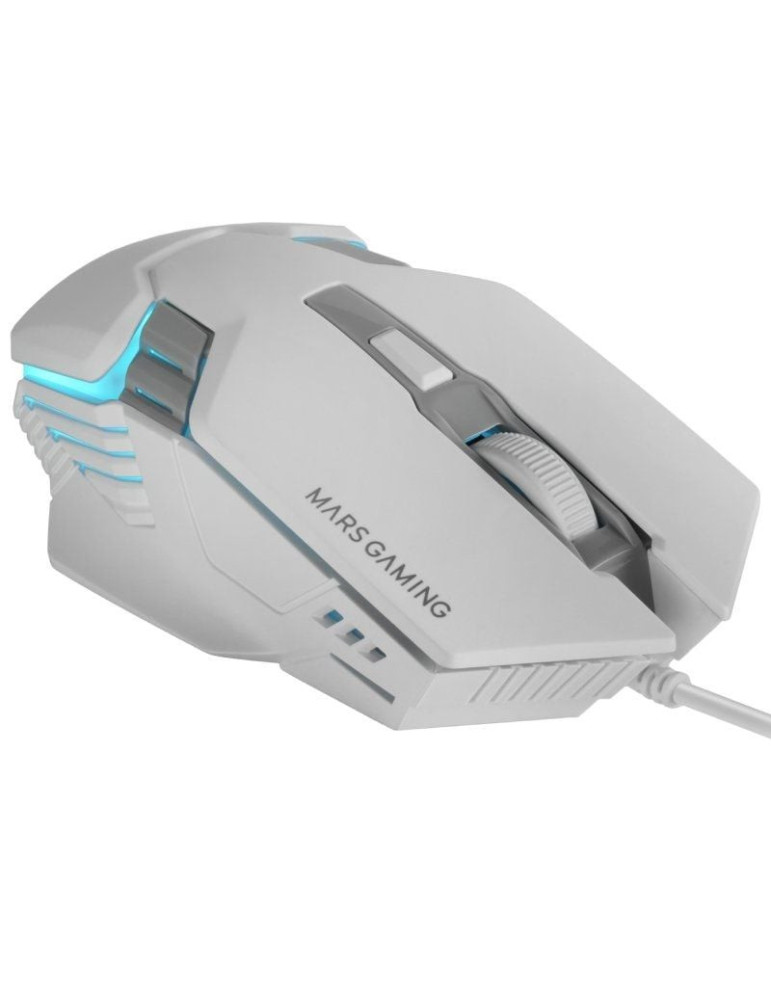 Ratón Gaming Mars Gaming MM024/ Hasta 4000 DPI/ Blanco