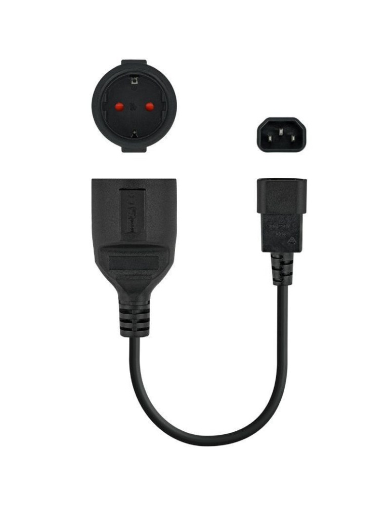 Adaptador Alimentación Nanocable 10.22.0902/ C14 Macho - CEE7 Hembra/ 50cm/ Negro