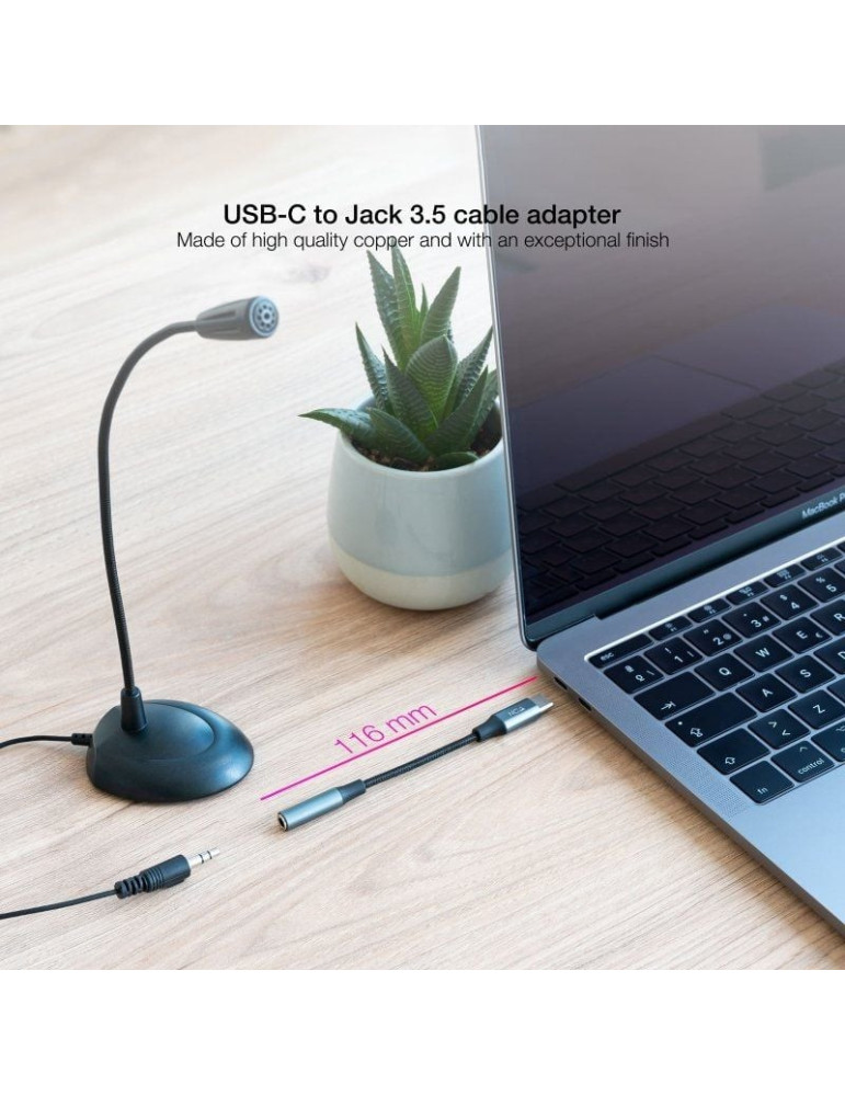Conversor USB Tipo-C Nanocable 10.24.1204/ USB Tipo-C Macho - Jack 3.5 Hembra