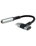 Cable Conversor Audio Nanocable 10.24.1207/ USB Tipo-C Macho - Jack 3.5/ USB Tipo-C Hembra/ 10cm/ Negro